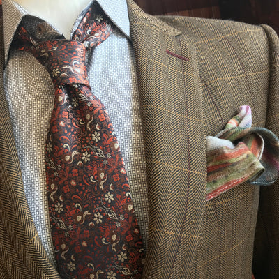 Jacquard Necktie<span>Ashley Bird Vintage in Silk Weave</span>