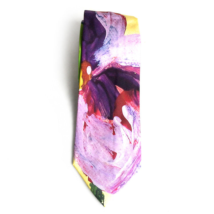 Art Print Necktie<span>Purple Flower on Silk Twill</span>