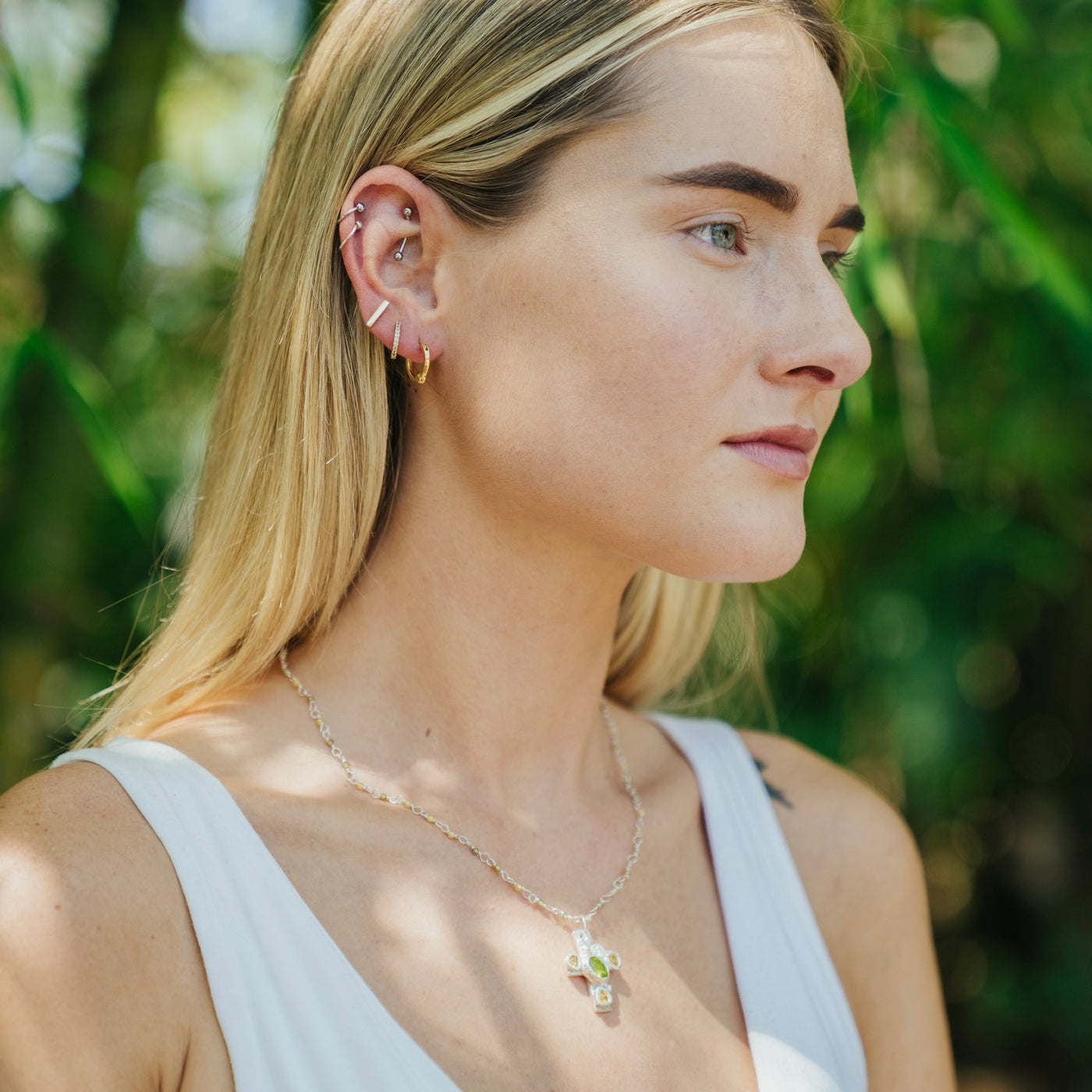 Brilliant Faith Cross Necklace<span>One-of-a-Kind, Pure Silver & Stone</span>