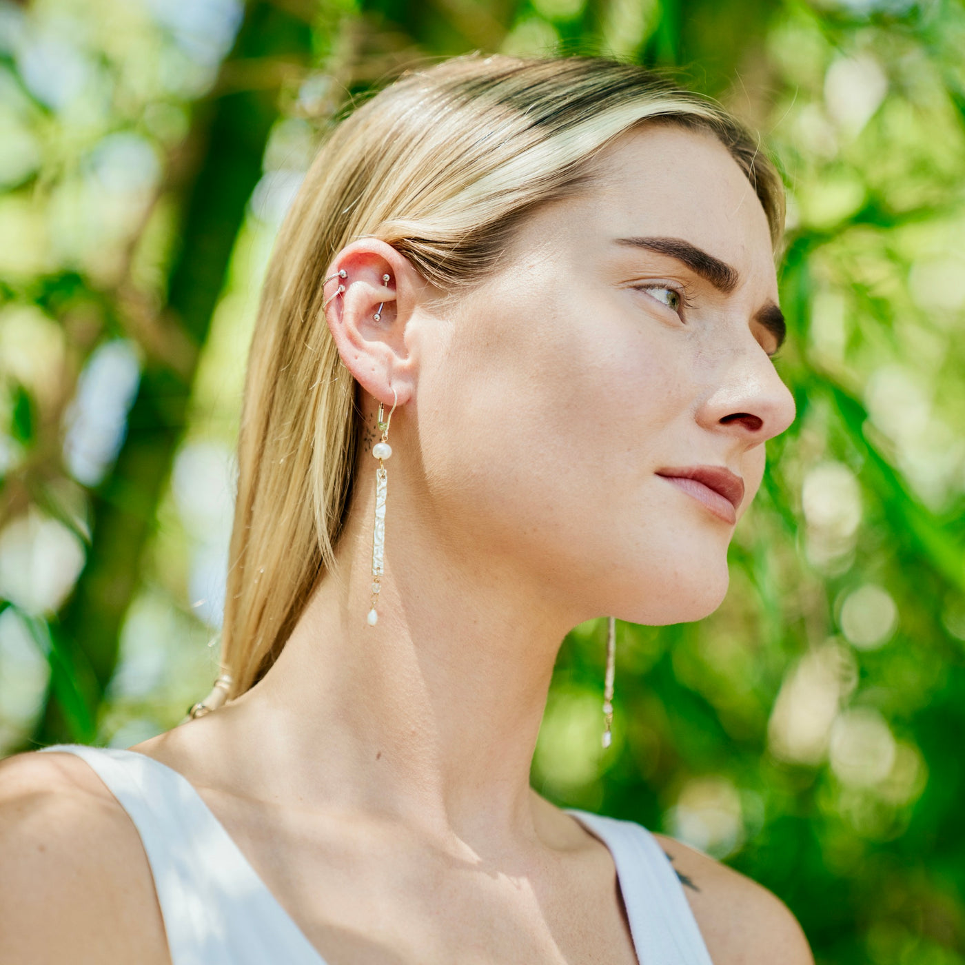 Stick & Pearl Earrings<span>Pure Silver, Pearl</span>