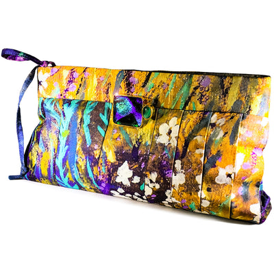 Pleated Art Print Handbag with Glass Art<span>Between Dreams on Silk</span>