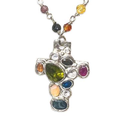 Brilliant Faith Cross Necklace<span>One-of-a-kind, Pure Sliver & Stone</span>