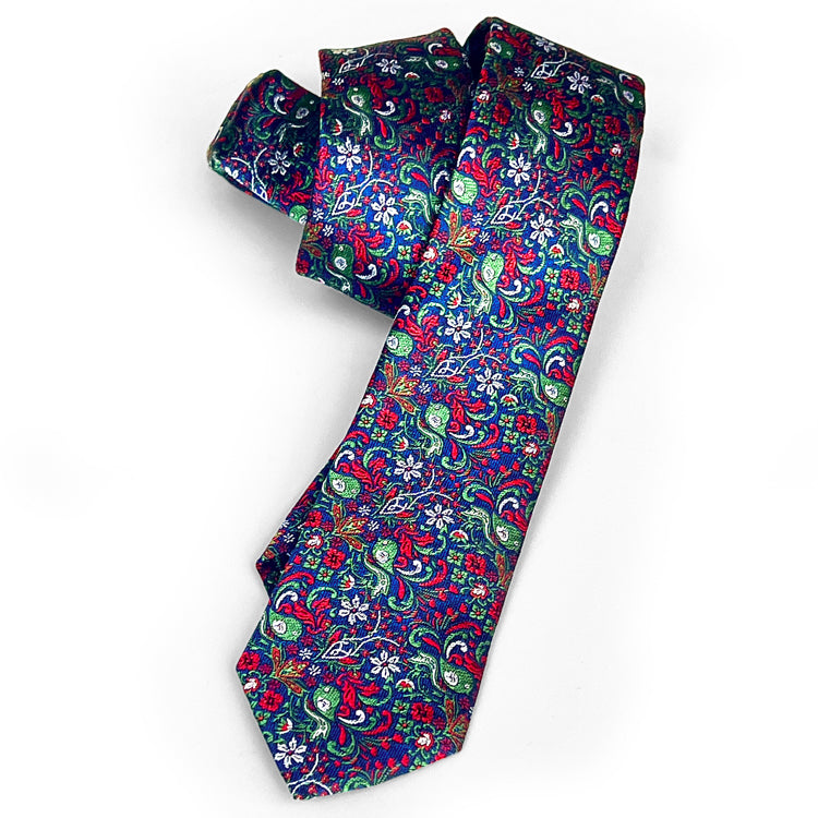 Skinny Jacquard Necktie<span>Ashley Bird Vintage in Woven Silk</span>