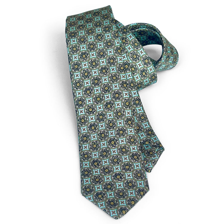 Skinny Jacquard Necktie<span>Pinwheels in Woven Silk</span>